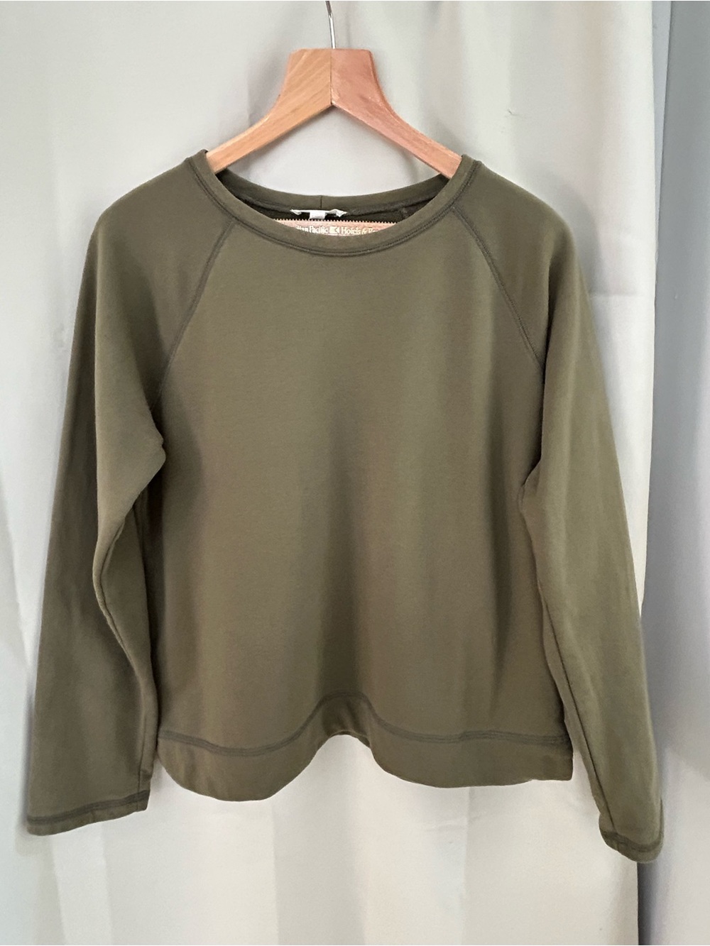 Eileen Fisher Raglan Sleeve Crew Neck Sweatshirt, Olive Green Size M Sustainable